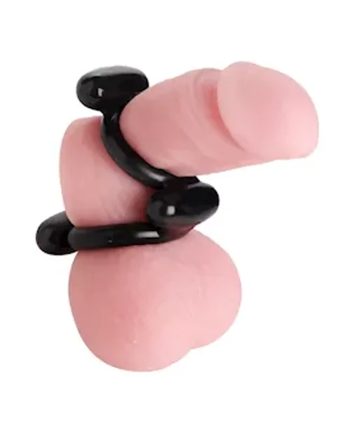 Dual Stretch To Fit Cock And Ball Ring - Black — image 8 of 8
