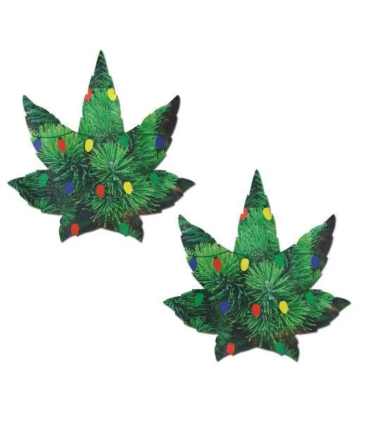 Pastease Indica Pot Leaf Pine Tree With Holiday Lights