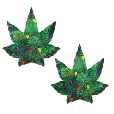 Pastease Indica Pot Leaf Pine Tree With Holiday Lights