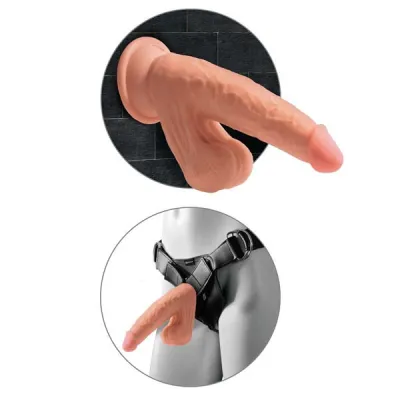 King Cock Plus 7 Cock With Swinging Balls Tan