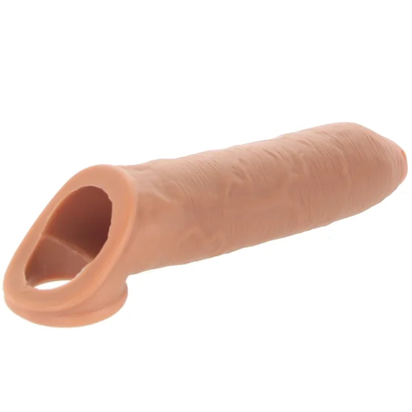 Fantasy X-tensions Elite Silicone 7" Uncut Penis Extension With Ball Strap - Chocolate