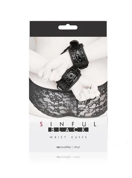 Sinful Wrist Cuffs - Black