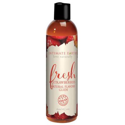 Intimate Earth Glide Strawberry Flavored Water Based Lube 2oz