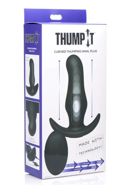 Thump It 7X Curved Silicone Rechargeable Thumping Anal Plug With Remote Control