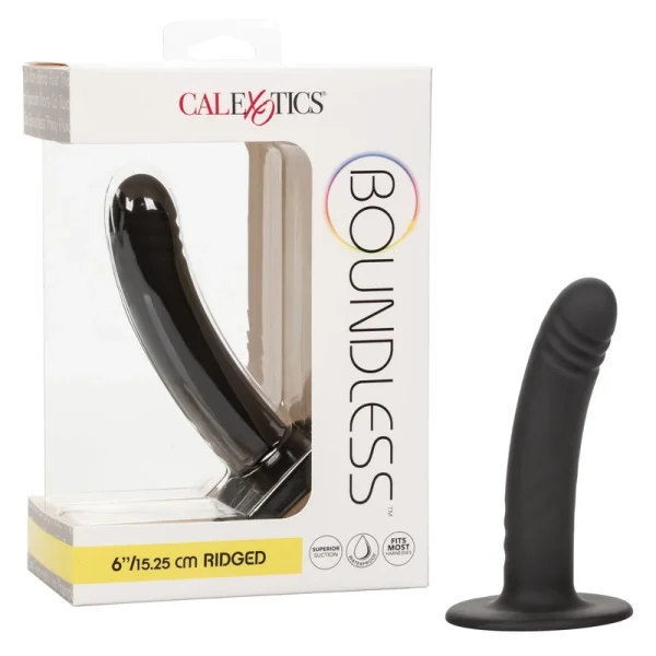 Boundless 6" Ridged Silicone Suction Cup Dildo By CalExotics - Black