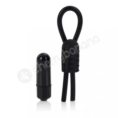 Black 10 function Vibration Silicone Stud Lasso Cock Ring