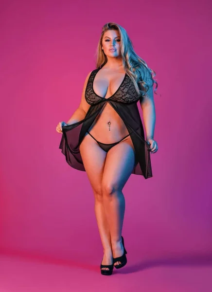 Sexy Time Fly Away Baby Doll and G-String Set - Black - 1x-3x — image 4 of 6