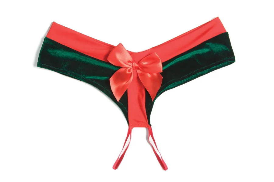 Plus Size Velvet Present Crotchless Panty — image 9 of 9