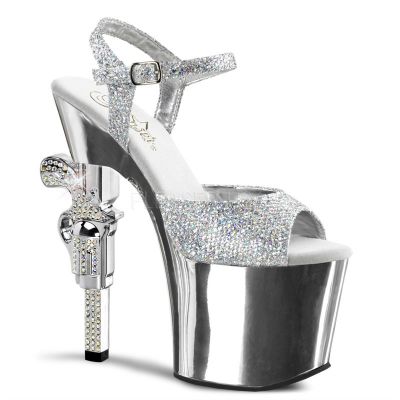 REVOLVER 709G 7 R S Embellished Gun Heel 3 1 4 PF Ankle Strap Sandal