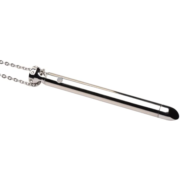 Charmed 7X Rechargeable Stainless Steel Vibrating Necklace - Silver