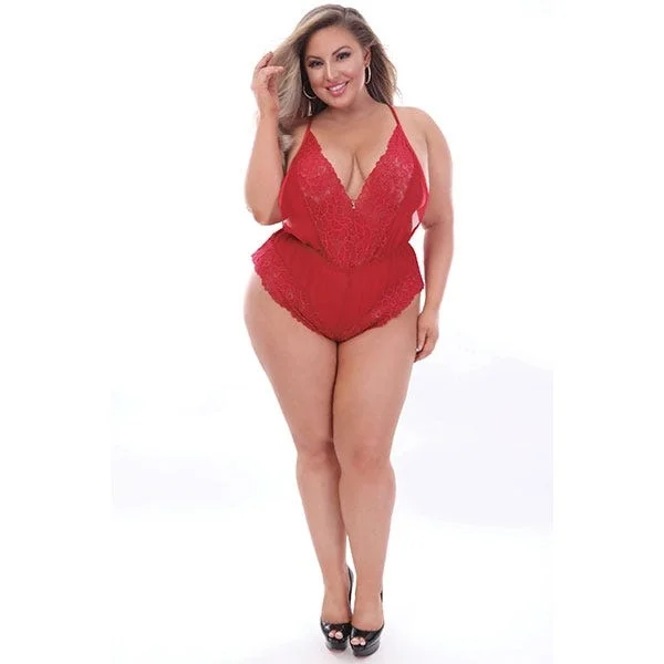 STM 11189X Chiffon & Lace Romper Queen