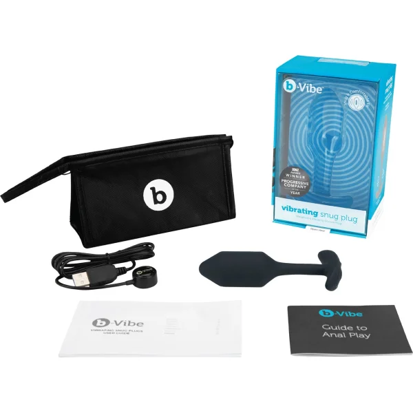 b-Vibe Vibrating Snug Plug Weighted Silicone Butt Plugs with Vibration 2 Sizes