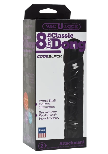 Vac-U-Lock Code Black 8 inch Classic Dong