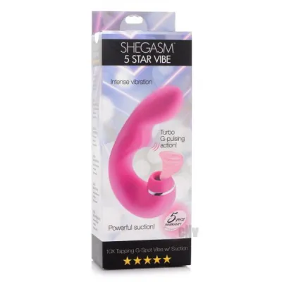 Shegasm 5 Star 10x Tapping G spot Silicone Vibrator With Suction Pink