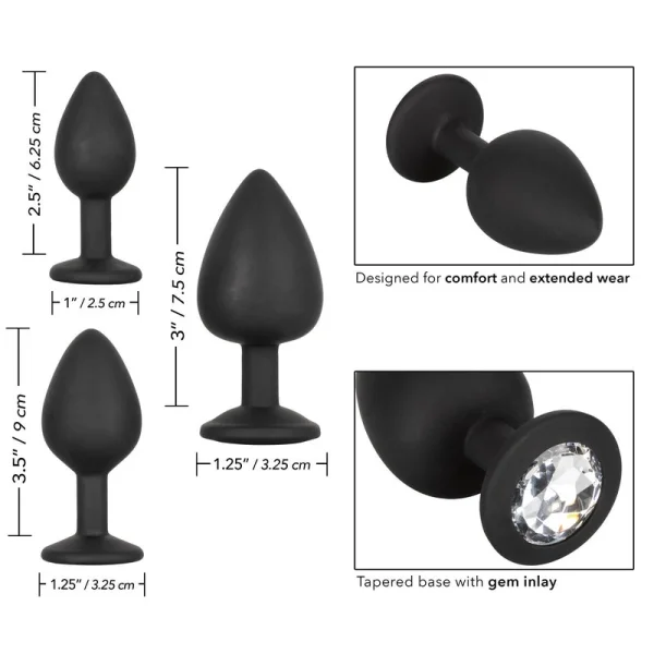 Silicone Gem Anal Kit With Three Jeweled Plugs by CalExotics