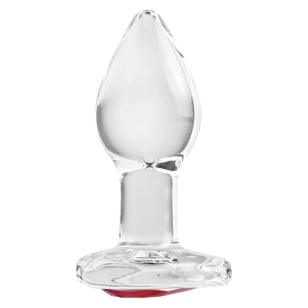Adam & Eve Small Red Heart Gem Glass Plug