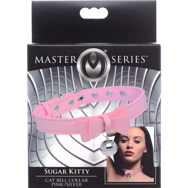Master Series Sugar Kitty Cat Bell Collar - Pink & Silver