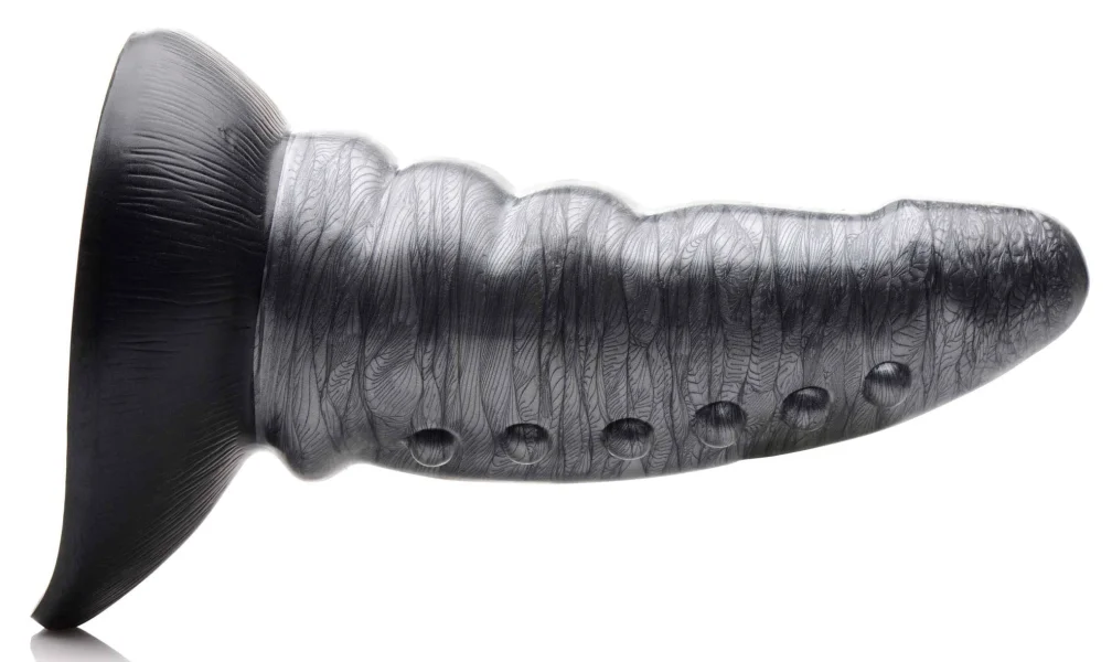 Cc Beastly Tapered Bumpy Silicone Dildo - Silver