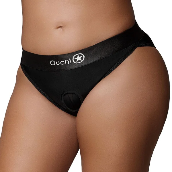 Ouch! Black Vibrating Strap-on Hipster