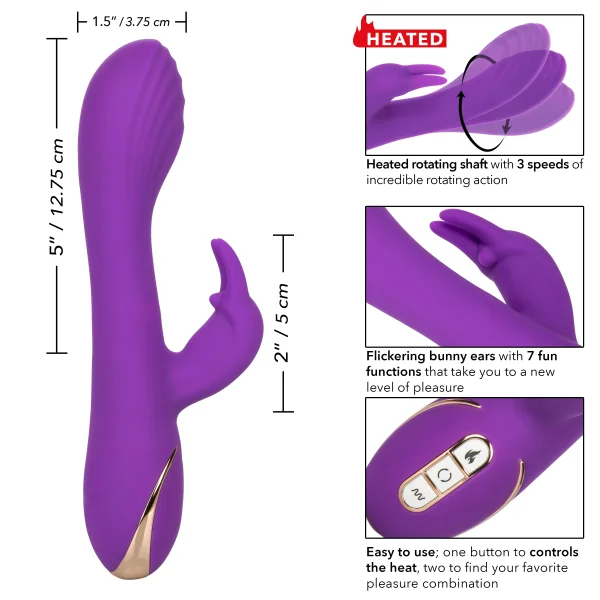 Jack Rabbit Signature Heated Silicone Rotating G Rabbit Rechargeable Vibrator By CalExotics