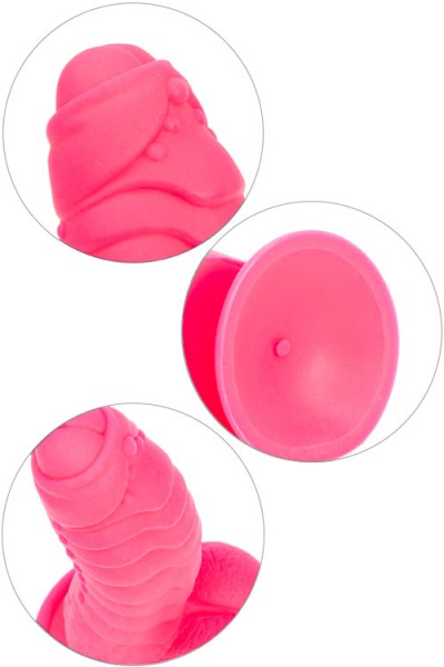 BMS Ribbed 7" Pink Silicone Dildo with Suction Base
