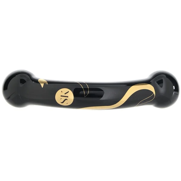 Secret Kisses Handblown Double Ended Glass Dildo 5.5" - Black & Gold — image 9 of 10