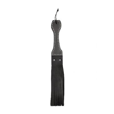 Wooden Handle Belt Whip Flogger Leather Black