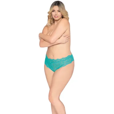 Lace Tanga Open Crotch Panty 3x Ocean