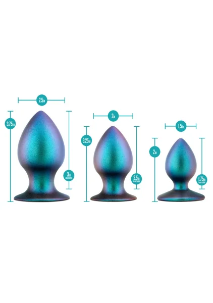 Anal Adventures Matrix Metaverse Silicone 3 Piece Butt Plug Kit By Blush - Dark Millenia