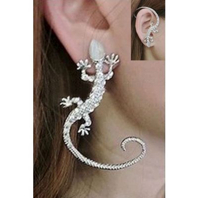 Silver Diamond Studded Ear Cuff Silver One Size