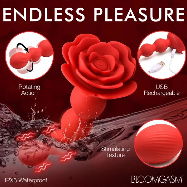 Bloomgasm Rose Twirl Vibrating & Rotating Anal Beads