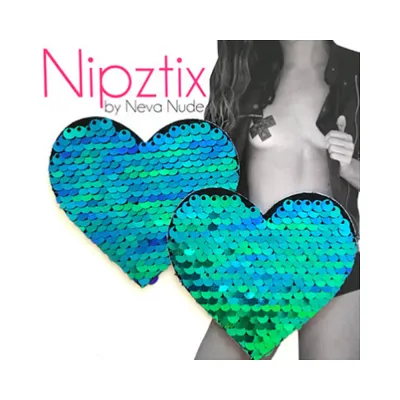 Neva Nude Pasty Heart Sequin Blue