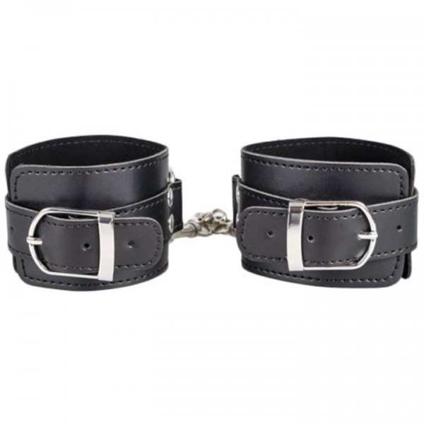 Bondara Black Faux Leather Basic Wrist Cuffs — image 4 of 6