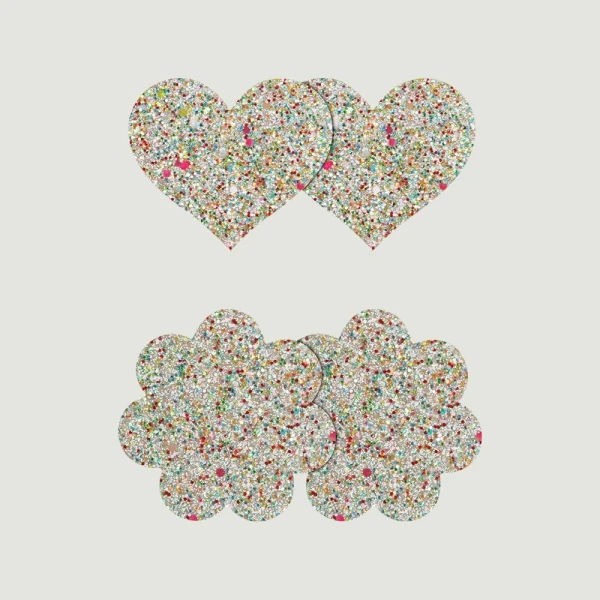 Pretty Pasties Glow-In-The-Dark Glitter Heart and Flower 2-Pack