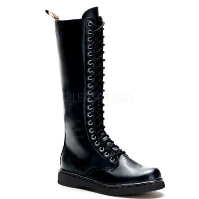20 Eyelet Knee Vegan Blk Combat BT W Inner Side Zipper