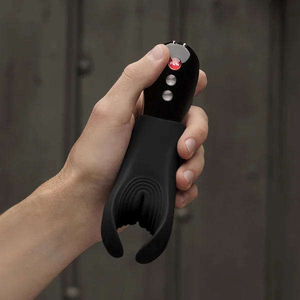 Fun Factory MANTA Vibrating Penis Stroker & Couples Penis Toy - Black Line