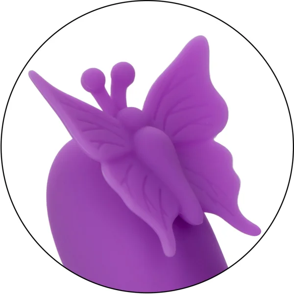 Rechargeable Butterfly Kiss Silicone Flutter Dual Stimulation Vibrator By CalExotics - Purple