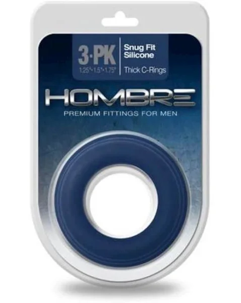 Hombre Snug Fit Silicone Thick C-rings 3pk Navy