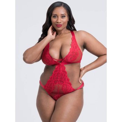 Lovehoney Plus Size Beau Red Lace Cut Out Body