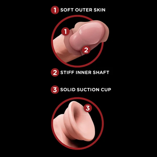 King Cock Plus 8" Triple Density Cock With Swinging Balls & Suction Cup Base - Vanilla