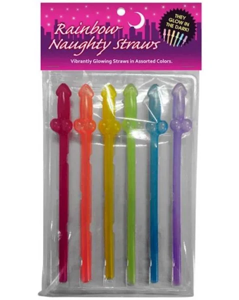 Glow In the Dark Rainbow Naughty Straws