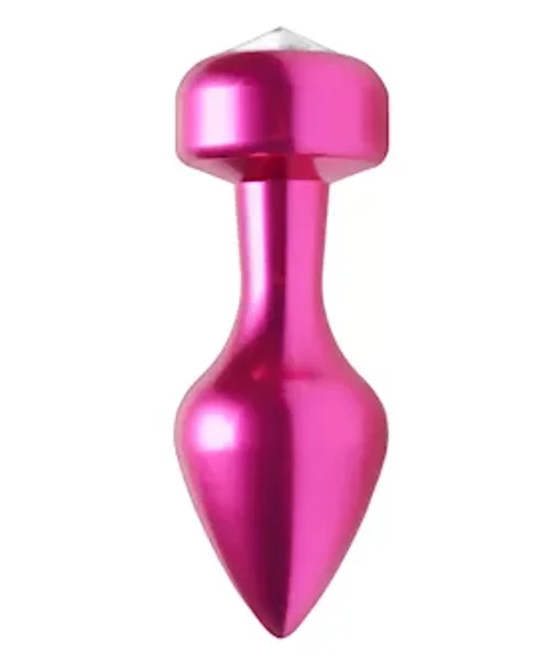 Solitaire Gem Accented Aluminum Anal Plug - Pink - 3.25 Inches — image 2 of 2