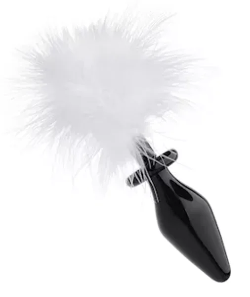 Fluffer Bunny Tail Glass Anal Plug - Black - 7 Inch — image 2 of 2