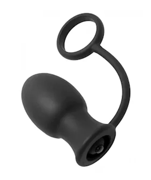 Bomber Vibrating Silicone Anal Plug With Cock Ring - Black — image 5 of 6
