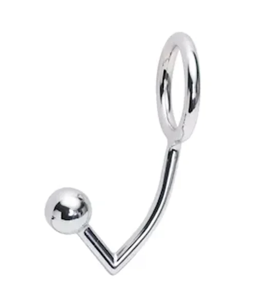 Metal Cock Ring With Anal Bead - Silver - 1.75 Inch — image 2 of 2