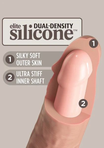King Cock Elite 9 Inch Dual Density Vibrating Cock Flesh Brown — image 19 of 25