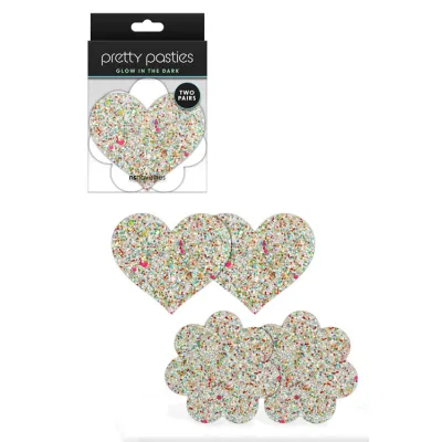 nsnovelties Pretty Pasties Heart Flower Glitter Nipple Pasties 2 Pair