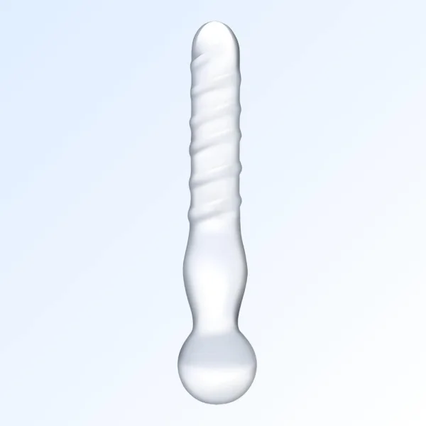 Gläs Joystick Textured Glass Dildo - Clear