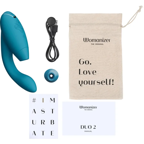 Womanizer DUO 2 Silicone Pleasure Air Clitoral & G-Spot Stimulator - Petrol