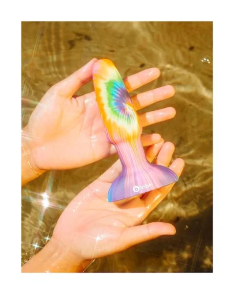 Peace And Love Tie-dye Rimming Plug  - Rainbow - 6 Inch